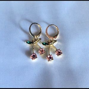 Pink cherry earrings